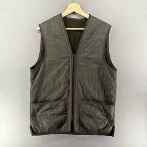 Barbour Vest Mens Medium Green Polarquilt Waistcoat Zip In Liner Quilted Gilet